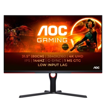 AOC G3 U32G3X BK LED display 80 cm (31.5") 3840 x 2160 pixels 4K Ultra HD Noir, Rouge