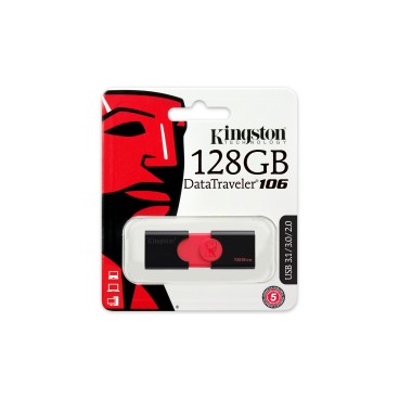Kingston Technology DataTraveler 106 lecteur USB flash 128 Go USB Type-A 3.2 Gen 1 (3.1 Gen 1) Noir, Rouge