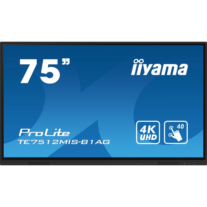 iiyama PROLITE Écran plat de signalisation numérique 190,5 cm (75") Wifi 400 cd m² 4K Ultra HD Noir Écran tactile Intégré dans