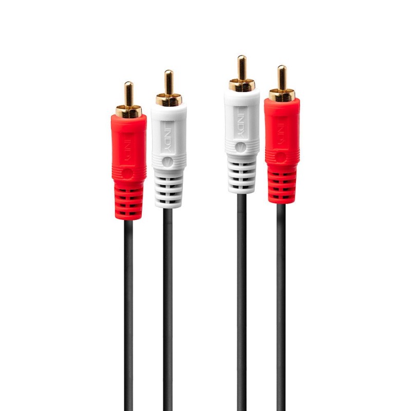 Lindy 35664 câble audio 10 m 2 x RCA Rouge, Blanc