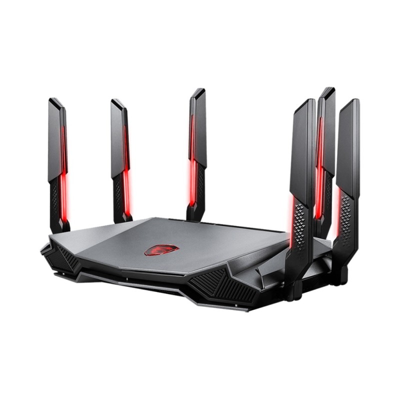 MSI RADIX AXE6600 WIFI 6E TRI-BAND routeur sans fil Gigabit Ethernet Bi-bande (2,4 GHz   5 GHz) Noir, Rouge