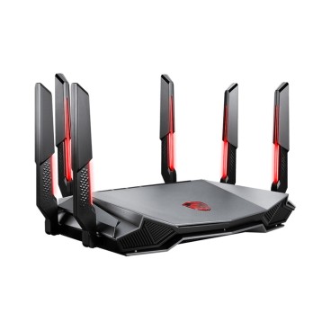 MSI RADIX AXE6600 WIFI 6E TRI-BAND routeur sans fil Gigabit Ethernet Bi-bande (2,4 GHz   5 GHz) Noir, Rouge