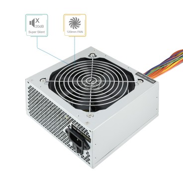 TooQ TQEP-500SSE unité d'alimentation d'énergie 500 W 24-pin ATX ATX Argent