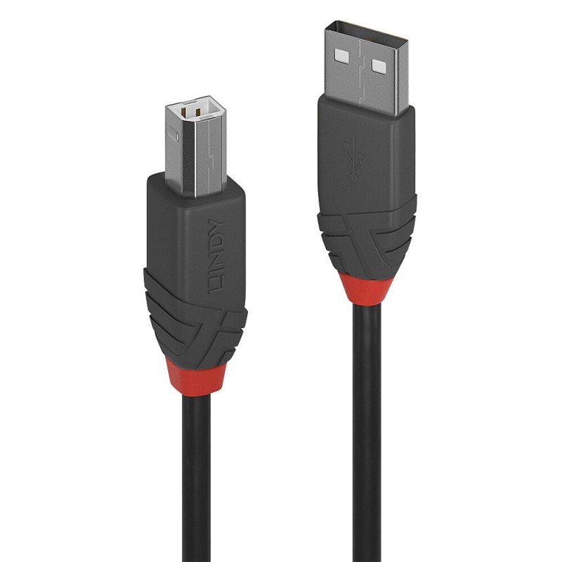 Lindy 36670 câble USB 0,2 m USB 2.0 USB A USB B Noir, Gris