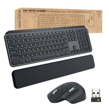 Logitech MX Keys combo for Business Gen 2 clavier Souris incluse RF sans fil + Bluetooth AZERTY Français Graphite