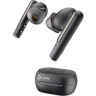 POLY Écouteurs noir charbon Voyager Free 60+ UC M + adaptateur USB-A BT700 + étui de charge avec écran tactile