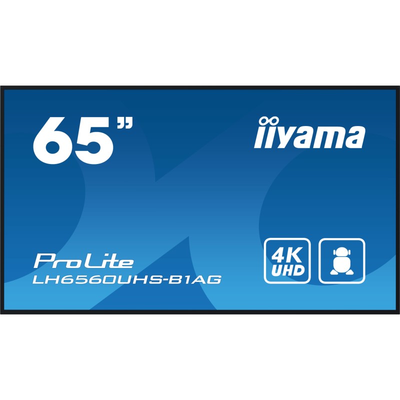 iiyama LH6560UHS-B1AG affichage de messages Carte A numérique 165,1 cm (65") LED Wifi 500 cd m² 4K Ultra HD Noir Intégré dans