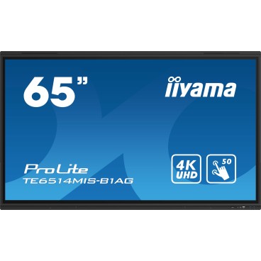 iiyama TE6514MIS-B1AG affichage de messages Écran plat interactif 165,1 cm (65") LCD Wifi 435 cd m² 4K Ultra HD Noir Écran