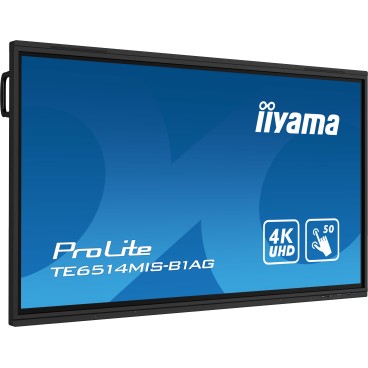 iiyama TE6514MIS-B1AG affichage de messages Écran plat interactif 165,1 cm (65") LCD Wifi 435 cd m² 4K Ultra HD Noir Écran