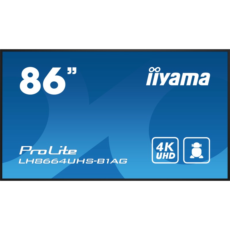 iiyama LH8664UHS-B1AG affichage de messages Carte A numérique 2,18 m (86") LED Wifi 500 cd m² 4K Ultra HD Noir Intégré dans le