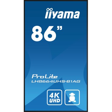 iiyama LH8664UHS-B1AG affichage de messages Carte A numérique 2,18 m (86") LED Wifi 500 cd m² 4K Ultra HD Noir Intégré dans le