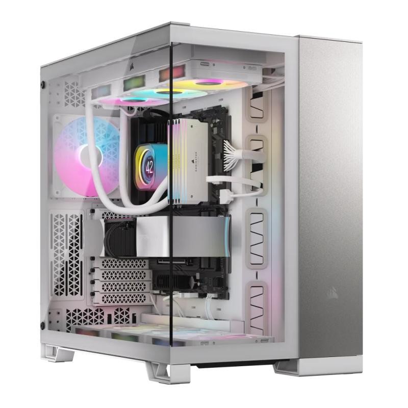 CORSAIR 6500X Mid-Tower PC Case, White/Satin Gray Aluminum
