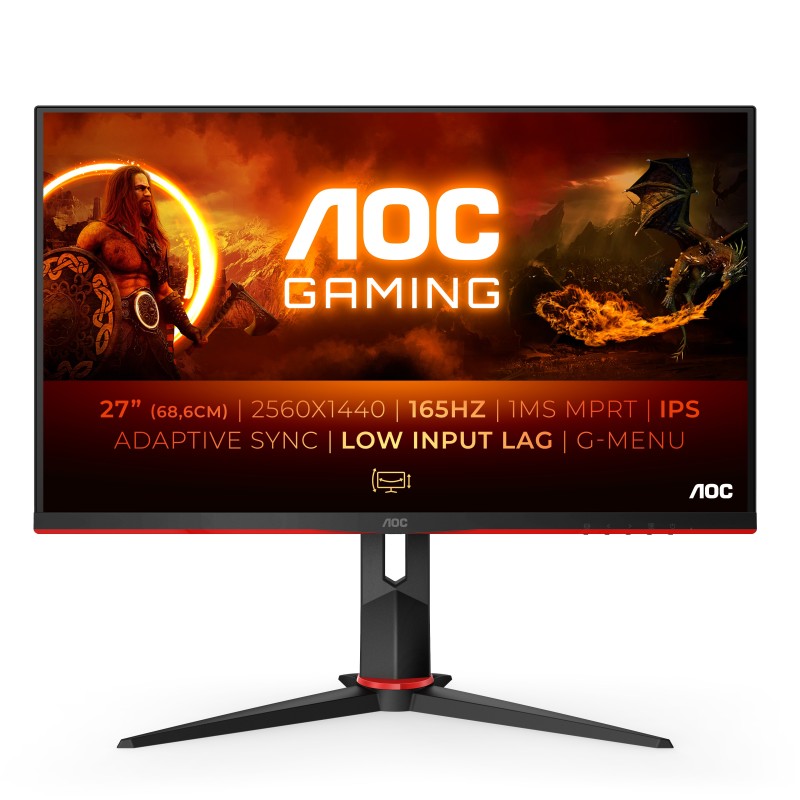 AOC Q27G2S EU écran plat de PC 68,6 cm (27") 2560 x 1440 pixels Quad HD LED Noir, Rouge