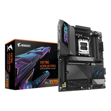 GIGABYTE X870E AORUS PRO Carte Mère - Prend en charge les processeurs AMD Ryzen 9000, 16+2+2 phases VRM numérique, jusqu'à