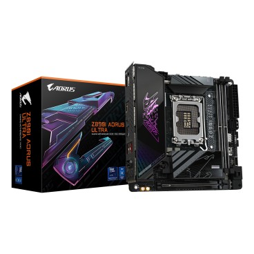 GIGABYTE Carte mère Z890I AORUS ULTRA - Prend en charge les processeurs Intel Core Ultra (Série 2), VRM à 8+1+2 phases, jusqu'à