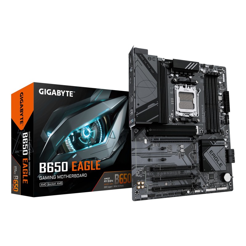GIGABYTE B650 EAGLE Carte mère - AMD Ryzen série 9000, VRM 12+2+2 phases, jusqu'à 7600 MHz DDR5 (OC), 1xPCIe 5.0 + 2xPCIe 4.0