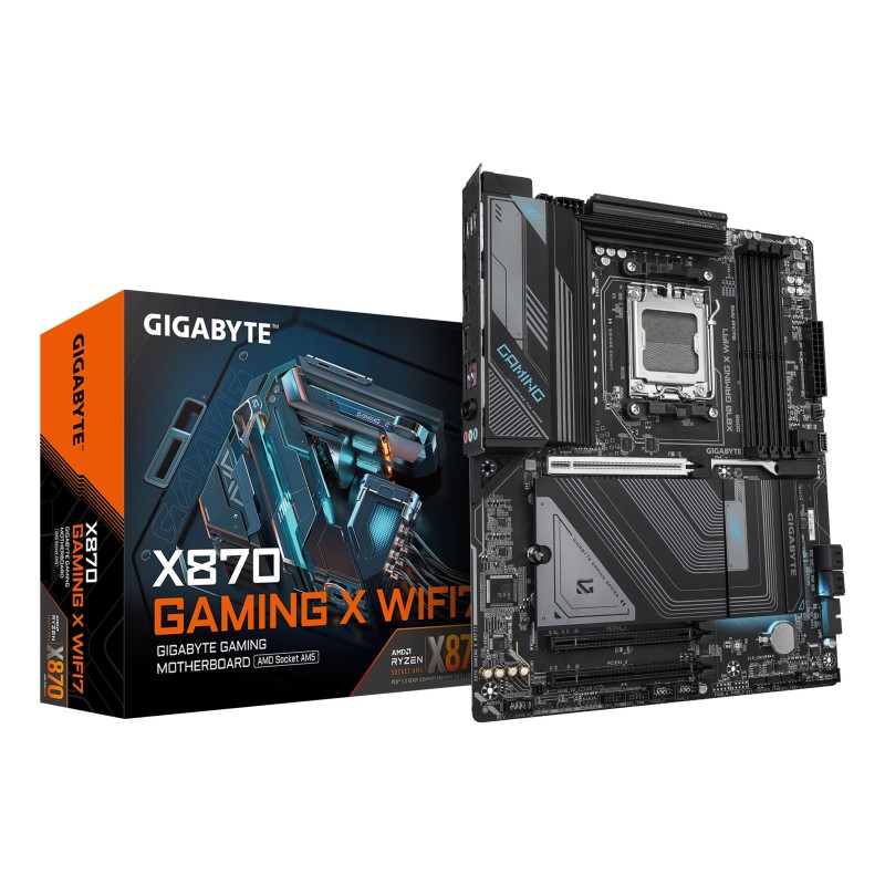 GIGABYTE X870 GAMING X WIFI7 Carte Mère - Prend en charge les processeurs AMD Ryzen 9000, 16+2+2 phases VRM, jusqu'à 8000MHz