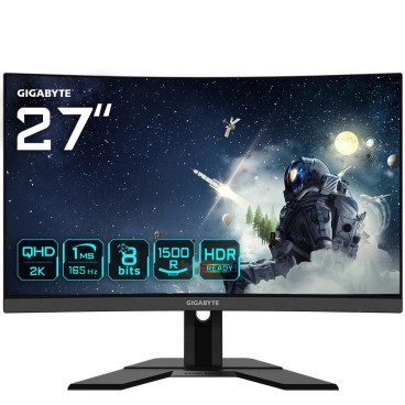 GIGABYTE G27QC A Moniteur de jeu incurvé 27" QHD - 2560 x 1440 (QHD), 1500R, 165Hz, 1ms, 250 cd m2, HDR Ready, HDMI 2.0,