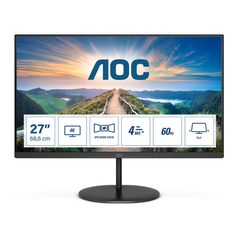 AOC V4 U27V4EA écran plat de PC 68,6 cm (27") 3840 x 2160 pixels 4K Ultra HD LED Noir