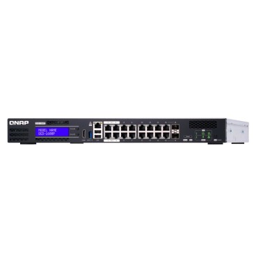 QNAP QGD-1600P Géré Gigabit Ethernet (10 100 1000) Connexion Ethernet, supportant l'alimentation via ce port (PoE) 1U Noir, Gris