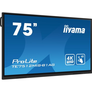 iiyama PROLITE Écran plat de signalisation numérique 190,5 cm (75") Wifi 400 cd m² 4K Ultra HD Noir Écran tactile Intégré dans