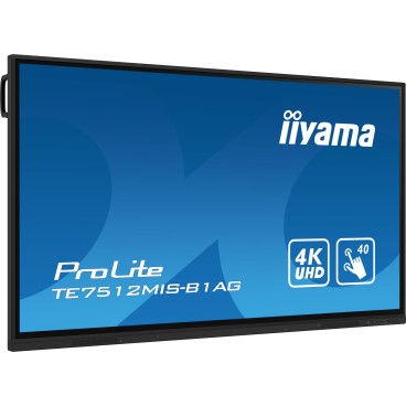 iiyama PROLITE Écran plat de signalisation numérique 190,5 cm (75") Wifi 400 cd m² 4K Ultra HD Noir Écran tactile Intégré dans