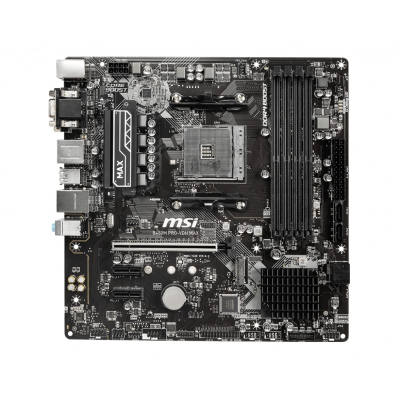 MSI B450M PRO-VDH Max AMD B450 Emplacement AM4 micro ATX