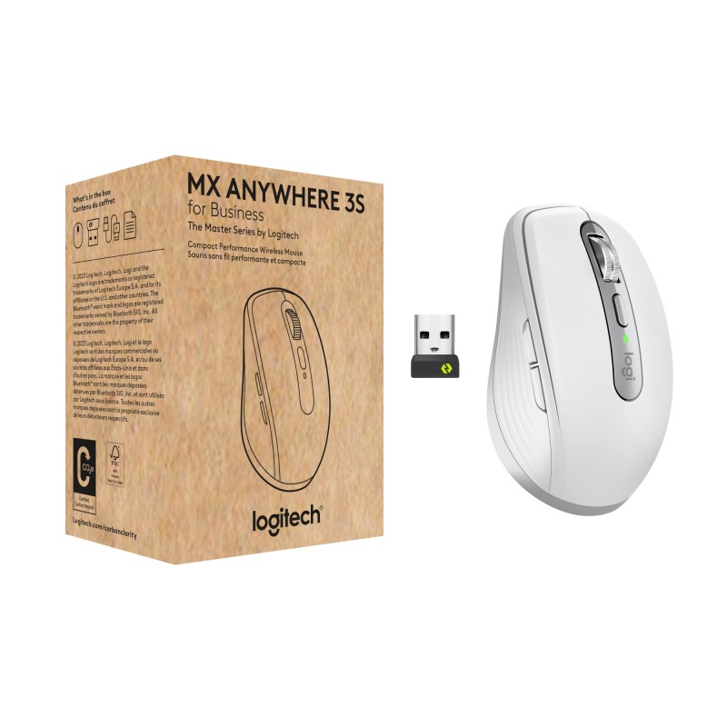 Logitech MX Anywhere 3S for Business souris Bureau Droitier RF sans fil + Bluetooth Laser 8000 DPI