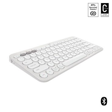 Logitech Pebble Keys 2 K380s clavier Universel RF sans fil + Bluetooth AZERTY Français Blanc