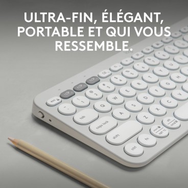 Logitech Pebble Keys 2 K380s clavier Universel RF sans fil + Bluetooth AZERTY Français Blanc