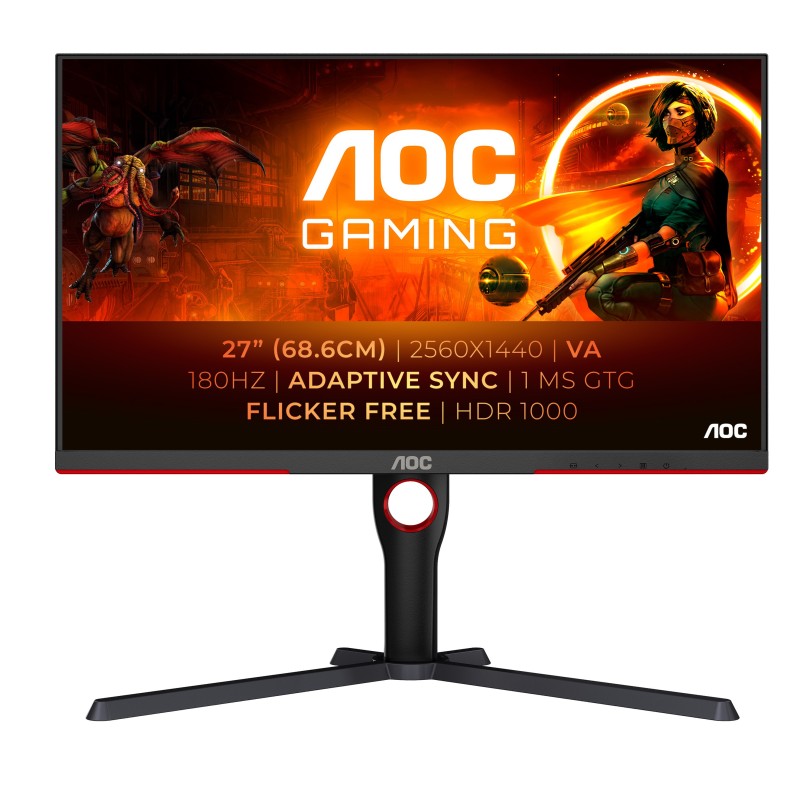 AOC G3 Q27G3XMN BK écran plat de PC 68,6 cm (27") 2560 x 1440 pixels 2K Ultra HD LED Noir