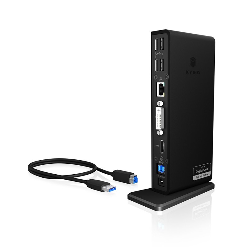 ICY BOX IB-DK2241AC Avec fil USB 3.2 Gen 1 (3.1 Gen 1) Type-A Noir