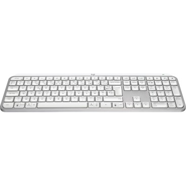 Logitech MX Keys S clavier Universel RF sans fil + Bluetooth AZERTY Français Aluminium, Blanc