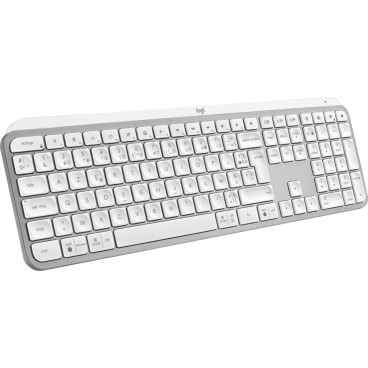 Logitech MX Keys S clavier Universel RF sans fil + Bluetooth AZERTY Français Aluminium, Blanc