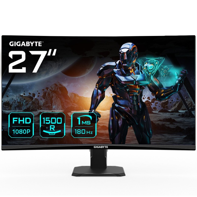 GIGABYTE GS27FC Moniteur de jeu incurvé 27" FHD - 1920 x 1080 (FHD), 1500R, 180Hz, 1 ms, 250 cd m2, FreeSync Premium, HDR