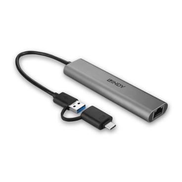 Lindy 43379 hub & concentrateur USB 3.2 Gen 1 (3.1 Gen 1) Type-A + Type-C 5000 Mbit s Gris