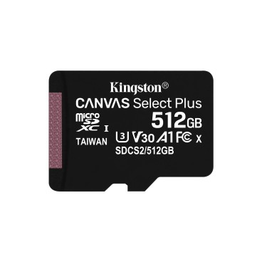 Kingston Technology Carte micSDXC Canvas Select Plus 100R A1 C10 de 512 Go + ADP