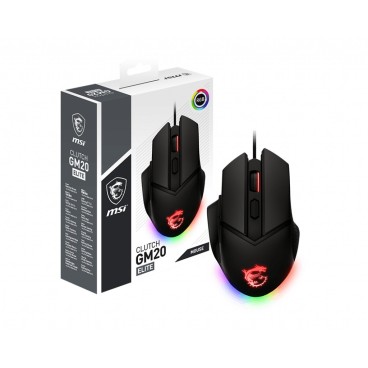 MSI Clutch GM20 Elite souris Jouer Droitier USB Type-A Optique 6400 DPI