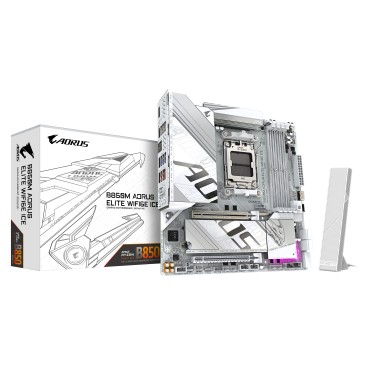 GIGABYTE B850M AORUS ELITE WIFI6E ICE Carte Mère - Processeurs AMD Ryzen Série 9000, 12+2+1 phases VRM numériques, jusqu'à