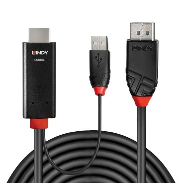 Lindy 41500 câble vidéo et adaptateur 3 m HDMI + USB Type-A DisplayPort Noir