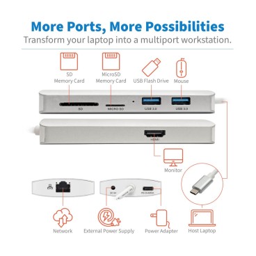 Tripp Lite U442-DOCK11-S station d'accueil USB 3.2 Gen 2 (3.1 Gen 2) Type-C Argent