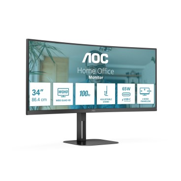 AOC V5 CU34V5C BK LED display 86,4 cm (34") 3440 x 1440 pixels Wide Quad HD Noir