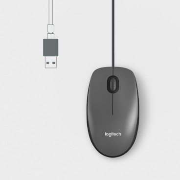 Logitech M100 souris Bureau Ambidextre USB Type-A Optique 1000 DPI