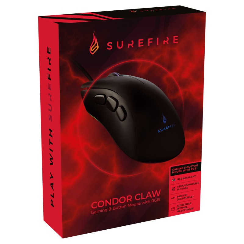 SureFire Condor Claw souris Jouer Droitier USB Type-A Optique 6400 DPI