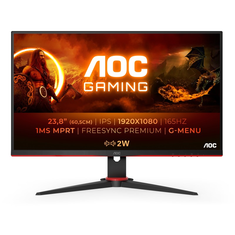 AOC G2 24G2SPAE BK LED display 60,5 cm (23.8") 1920 x 1080 pixels Full HD Noir, Rouge