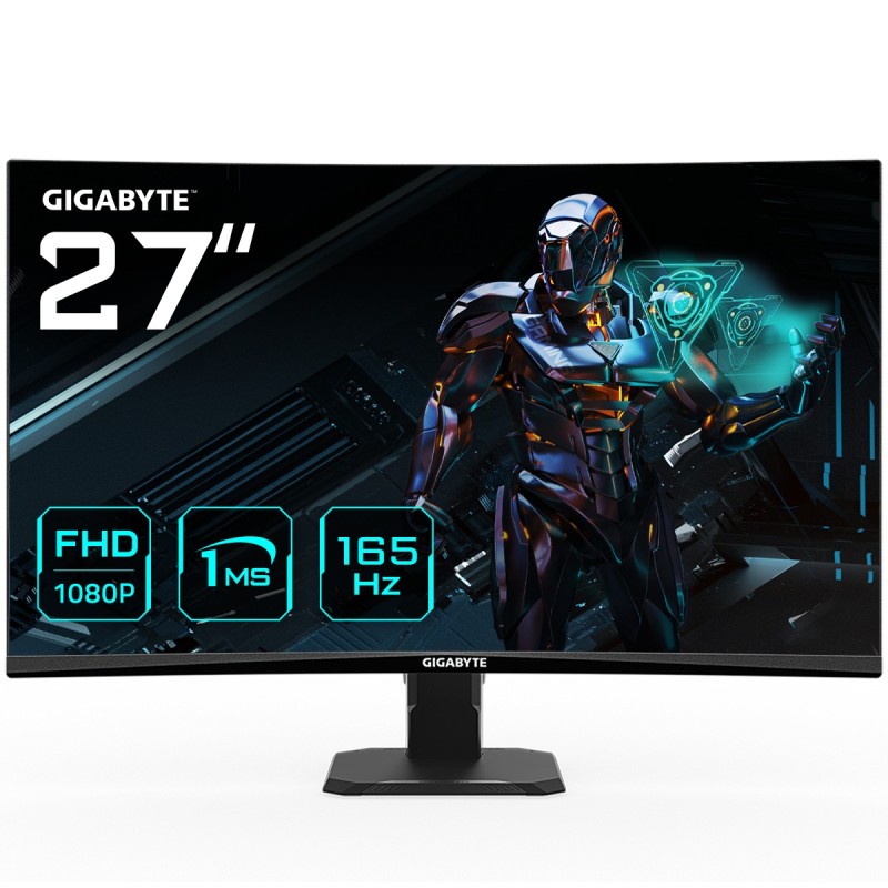 GIGABYTE GS27F Moniteur de jeu 27" FHD - 1920 x 1080, 165Hz, 1ms, 300 cd m², FreeSync Premium, HDR Ready, HDMI 2.0, DisplayPort