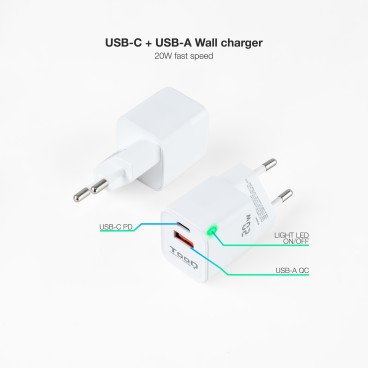 TooQ TQWC-QCPD20WT chargeur d'appareils mobiles Universel Blanc Secteur Charge rapide Intérieure