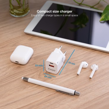 TooQ TQWC-QCPD20WT chargeur d'appareils mobiles Universel Blanc Secteur Charge rapide Intérieure