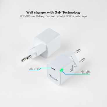 TooQ TQWC-GANPD30WT chargeur d'appareils mobiles Universel Blanc Secteur Charge rapide Intérieure