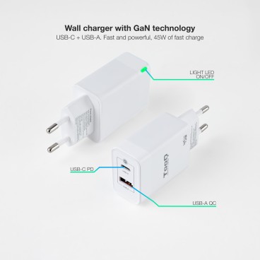 TooQ TQWC-GANQCPD45WT chargeur d'appareils mobiles Universel Blanc Secteur Charge rapide Intérieure